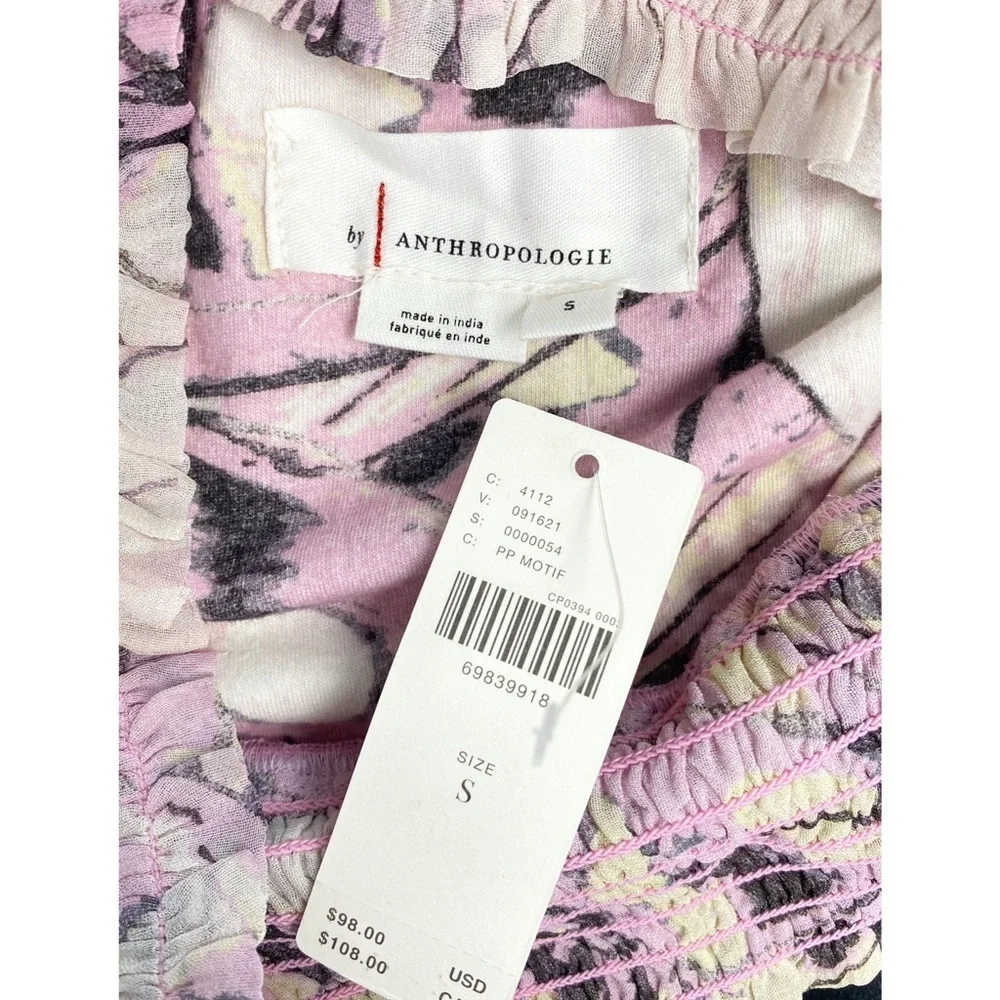 NWT By Anthropologie Floral Blouse S Purple Fairy‎ Pastel Sheer Peasant Whimsy